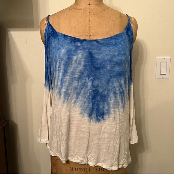 Vintage Havana Tie Dye Long Sleeve Cold Shoulder T-Shirt - Picture 2 of 6